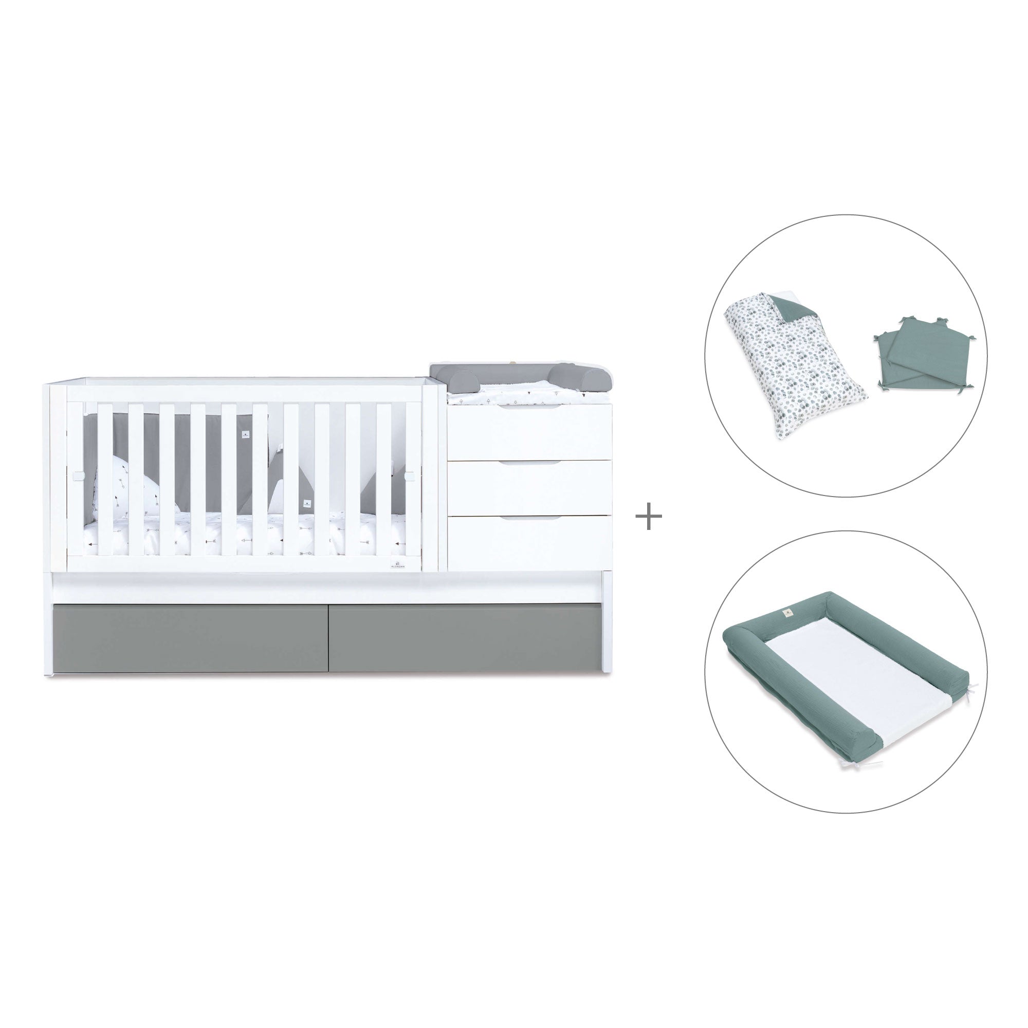 Cuna convertible 70x140 cm blanca/antracita · Sero More Antracita K546-M7758