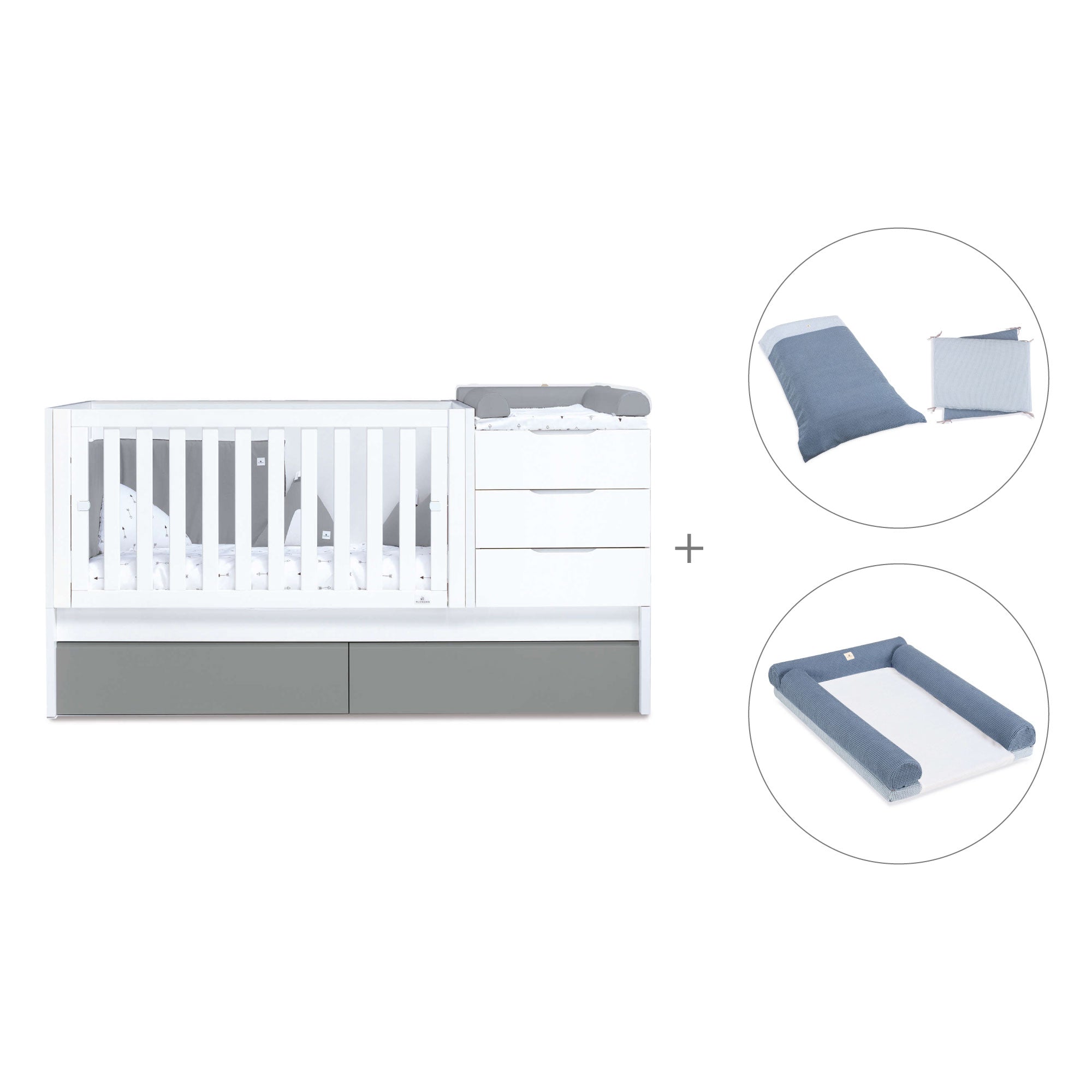 Cuna convertible 70x140 cm blanca/antracita · Sero More Antracita K546-M7758