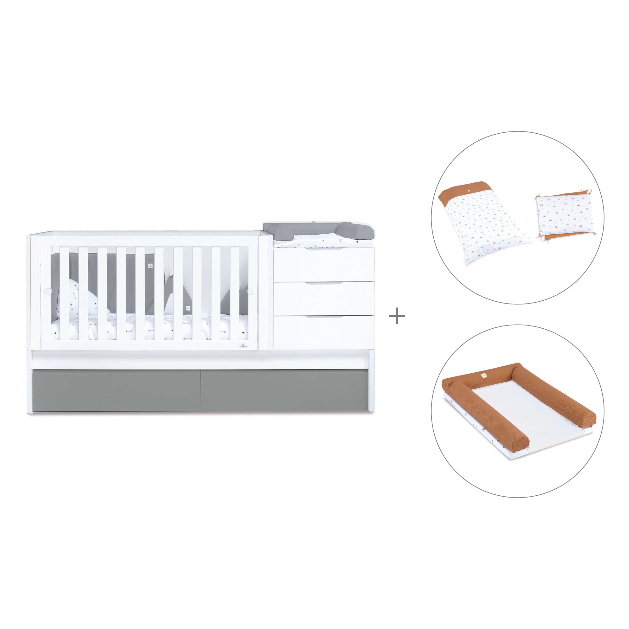 Cuna convertible 70x140 cm blanca/antracita · Sero More Antracita K546-M7758