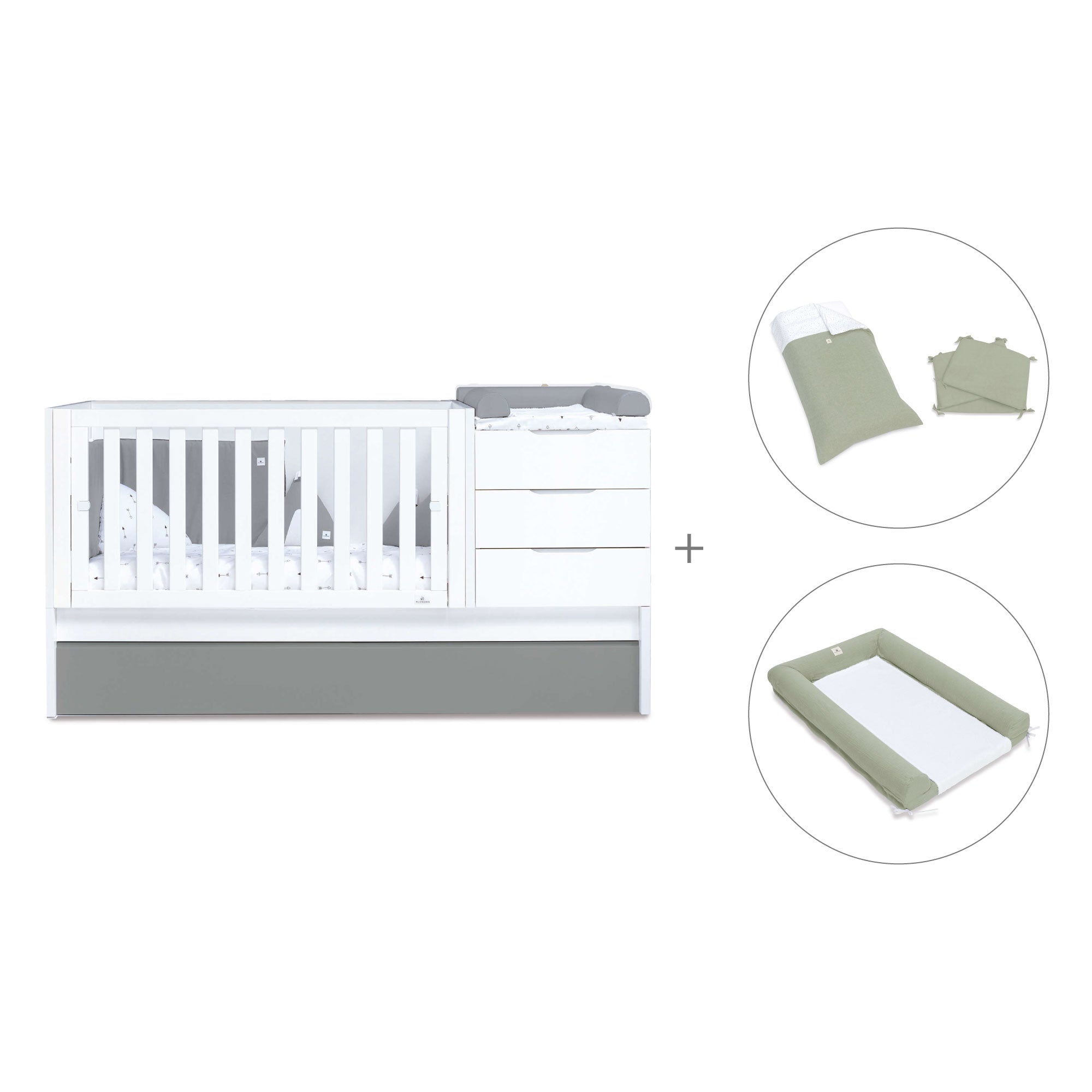 Cuna convertible 70x140 cm blanca/antracita · Sero More Antracita K546-M7758