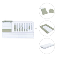 Cuna convertible 70x140 cm blanco/verde-oliva · Sero Kubo K551-M7756
