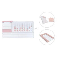 Cuna convertible 70x140 cm blanca/rosa claro · Sero Kubo Flamingo K551-M7742
