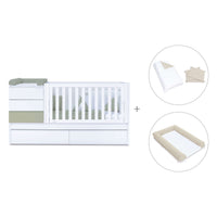 Cuna convertible 70x140 cm blanco/verde-oliva · Sero Kubo K551-M7756