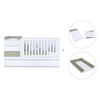 Cuna convertible 70x140 cm blanco/verde-oliva · Sero Kubo K551-M7756