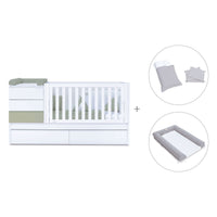 Cuna convertible 70x140 cm blanco/verde-oliva · Sero Kubo K551-M7756