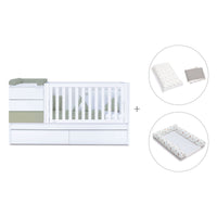 Cuna convertible 70x140 cm blanco/verde-oliva · Sero Kubo K551-M7756