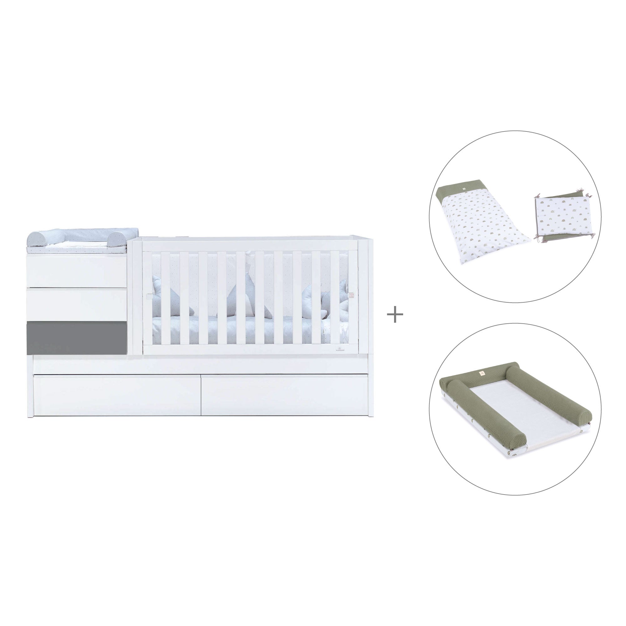 Cuna convertible 70x140 cm blanca/antracita · Sero Kubo Antracita K551-M7758