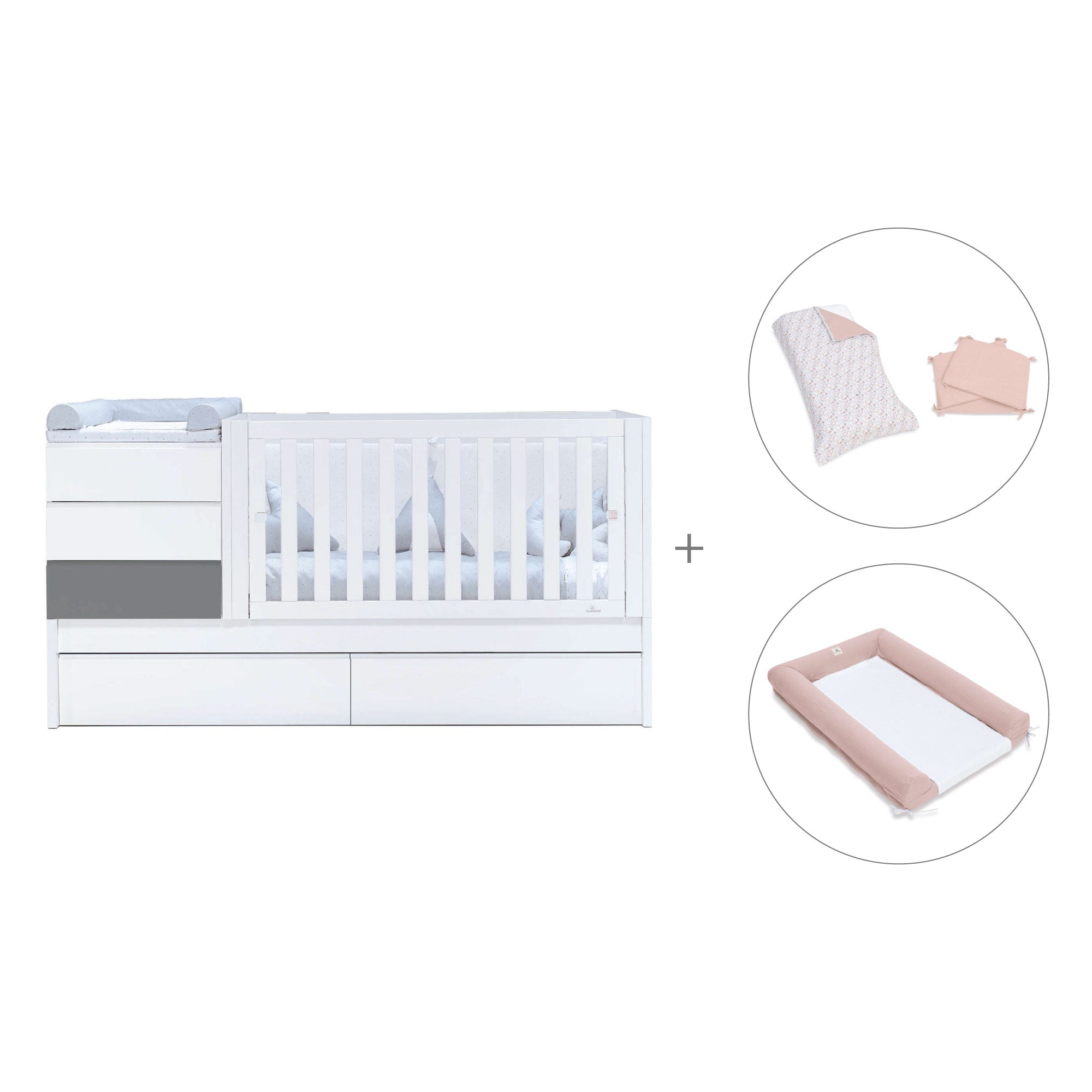 Cuna convertible 70x140 cm blanca/antracita · Sero Kubo Antracita K551-M7758