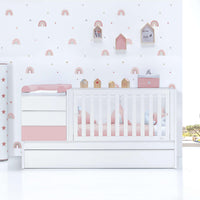 Cuna convertible 70x140 cm blanca/rosa claro · Sero Kubo Flamingo K551-M7742