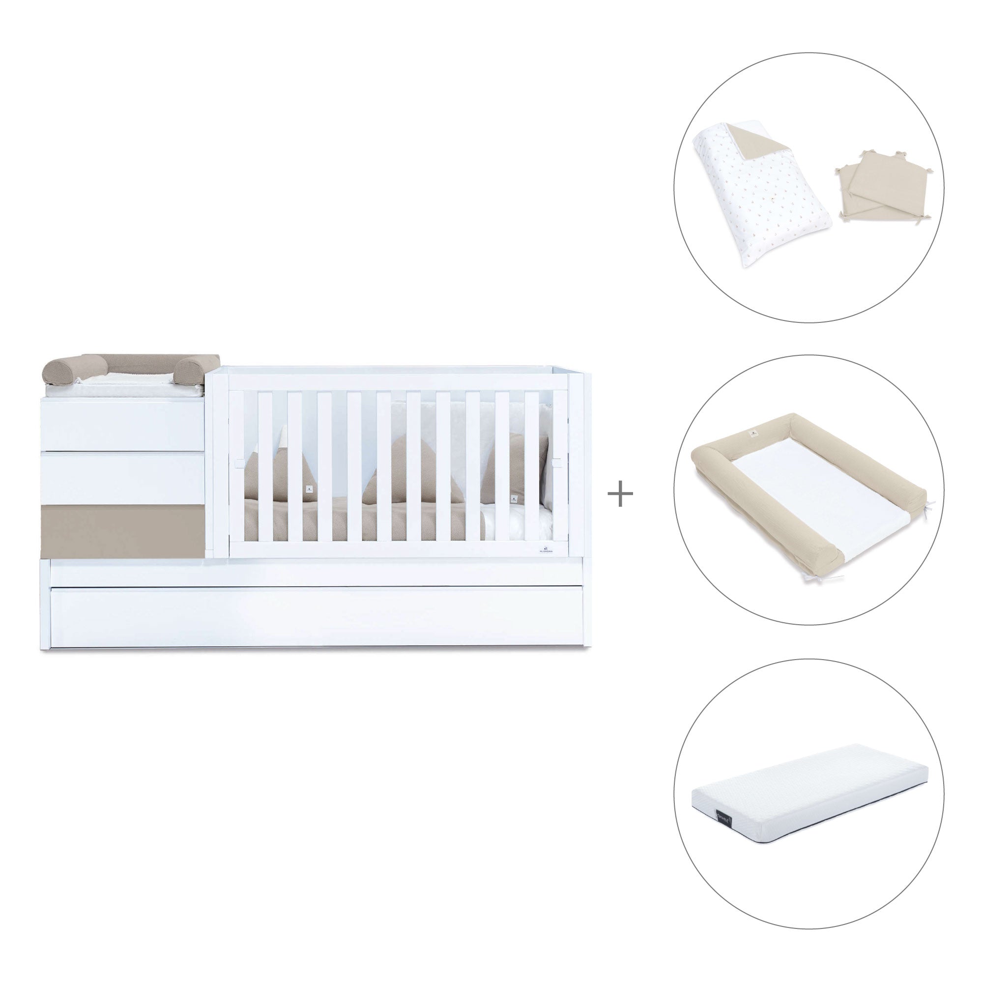 Cuna convertible 70x140 cm beige · Sero Kubo K551-M7753