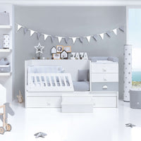 Cuna convertible 70x140 cm en blanco/gris · Sero Bubble K554-M7778