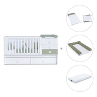 Cuna convertible 70x140 cm blanca/verde-oliva · Sero Bubble Erba K554-M7756