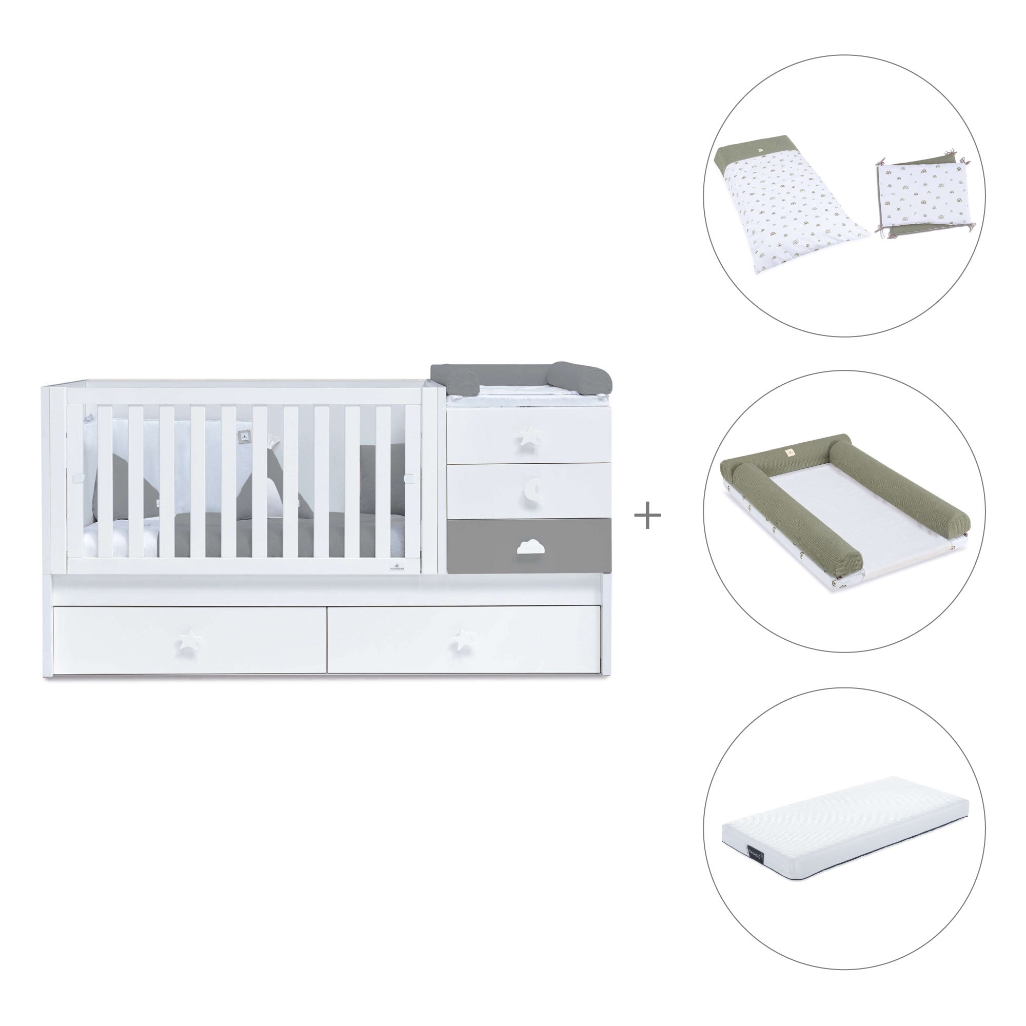 Cuna convertible 70x140 cm blanca/antracita · Sero Bubble Antracita K554-M7758