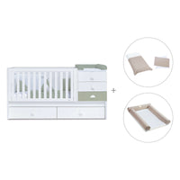 Cuna convertible 70x140 cm blanca/verde-oliva · Sero Bubble Erba K554-M7756