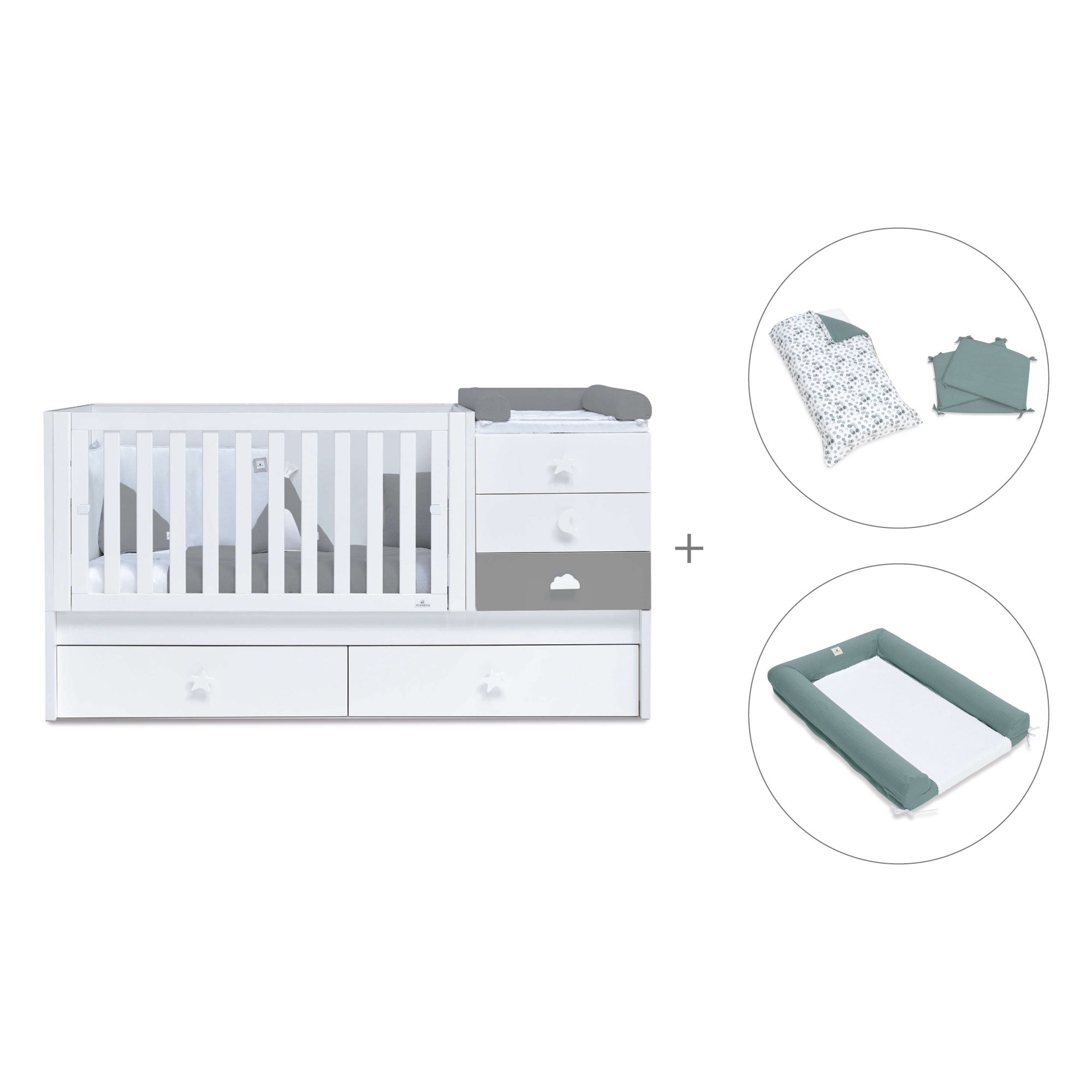 Cuna convertible 70x140 cm blanca/antracita · Sero Bubble Antracita K554-M7758