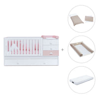 Cuna convertible 70x140 cm en blanco/rosa · Sero Bubble K554-M7742