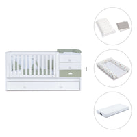 Cuna convertible 70x140 cm blanca/verde-oliva · Sero Bubble Erba K554-M7756