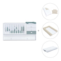 Cuna convertible 70x140 cm blanca/eucalipto · Sero Bubble Eucalyptus K554-M7757