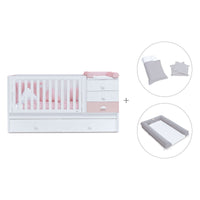 Cuna convertible 70x140 cm en blanco/rosa · Sero Bubble K554-M7742