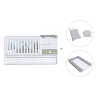 Cuna convertible 70x140 cm blanca/verde-oliva · Sero Bubble Erba K554-M7756