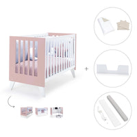 Cuna de colecho 60x120 cm (4en1) rosa pastel · Nexo Due Flamingo C187D-M7742