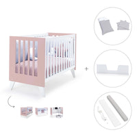 Cuna de colecho 60x120 cm (4en1) rosa pastel · Nexo Due Flamingo C187D-M7742