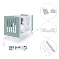 Cuna colecho 60x120 cm (4en1) blanco/verde eucalipto · Nexo Due Eucalyptus C187D-M7757