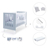 Cuna colecho 60x120 cm (4en1) blanco/celeste · Nexo Due Blu denim C187D-M7741