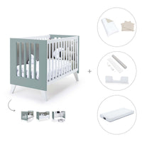 Cuna colecho 60x120 cm (4en1) blanco/verde eucalipto · Nexo Due Eucalyptus C187D-M7757