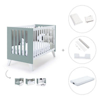 Cuna colecho 60x120 cm (4en1) blanco/verde eucalipto · Nexo Due Eucalyptus C187D-M7757