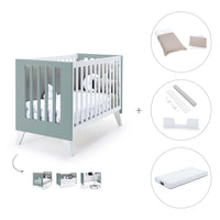 Cuna colecho 60x120 cm (4en1) blanco/verde eucalipto · Nexo Due Eucalyptus C187D-M7757