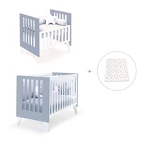 Minicuna y cuna todo en uno (7en1) blanca/azul · Nexo Tre Blu denim C187T-M7741