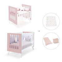 Minicuna y cuna todo en uno (7en1) blanca/rosa claro · Nexo Tre Flamingo C187T-M7742
