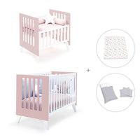 Minicuna y cuna todo en uno (7en1) blanca/rosa claro · Nexo Tre Flamingo C187T-M7742