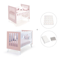 Minicuna y cuna todo en uno (7en1) blanca/rosa claro · Nexo Tre Flamingo C187T-M7742