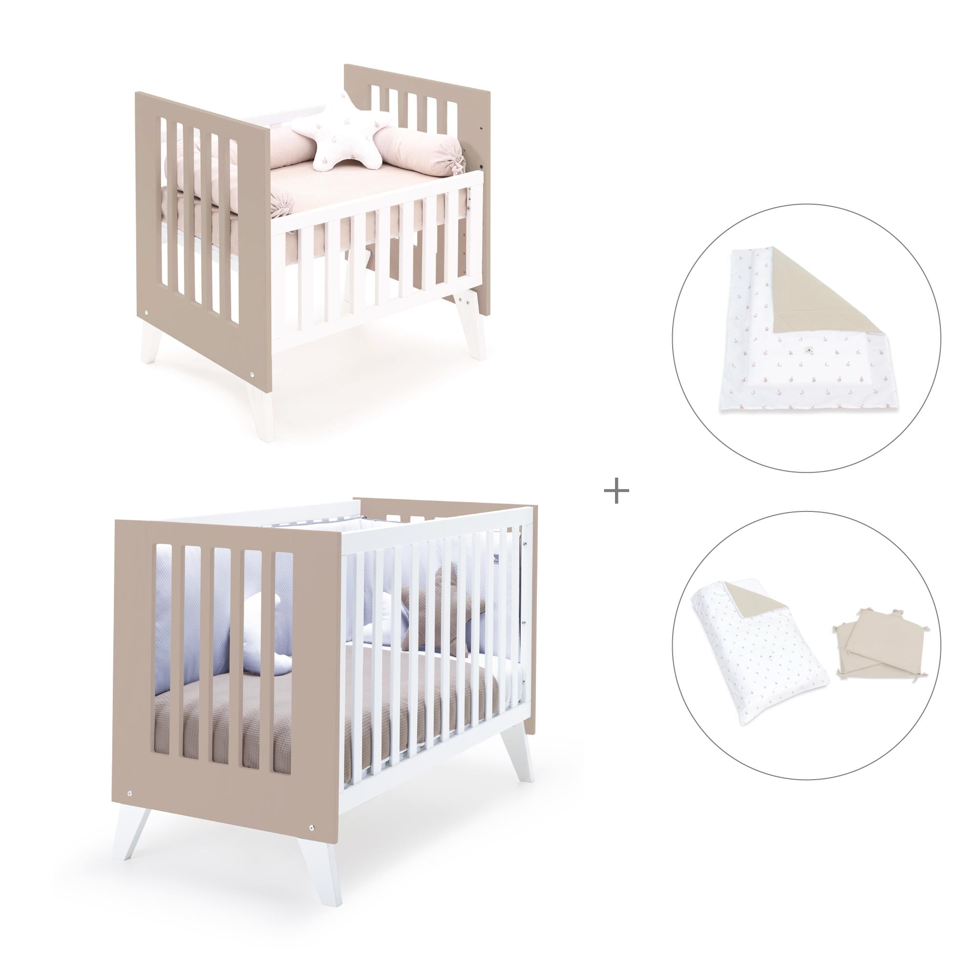 Minicuna y cuna todo en uno (7en1) blanca/beige · Nexo Tre Arena C187T-M7753