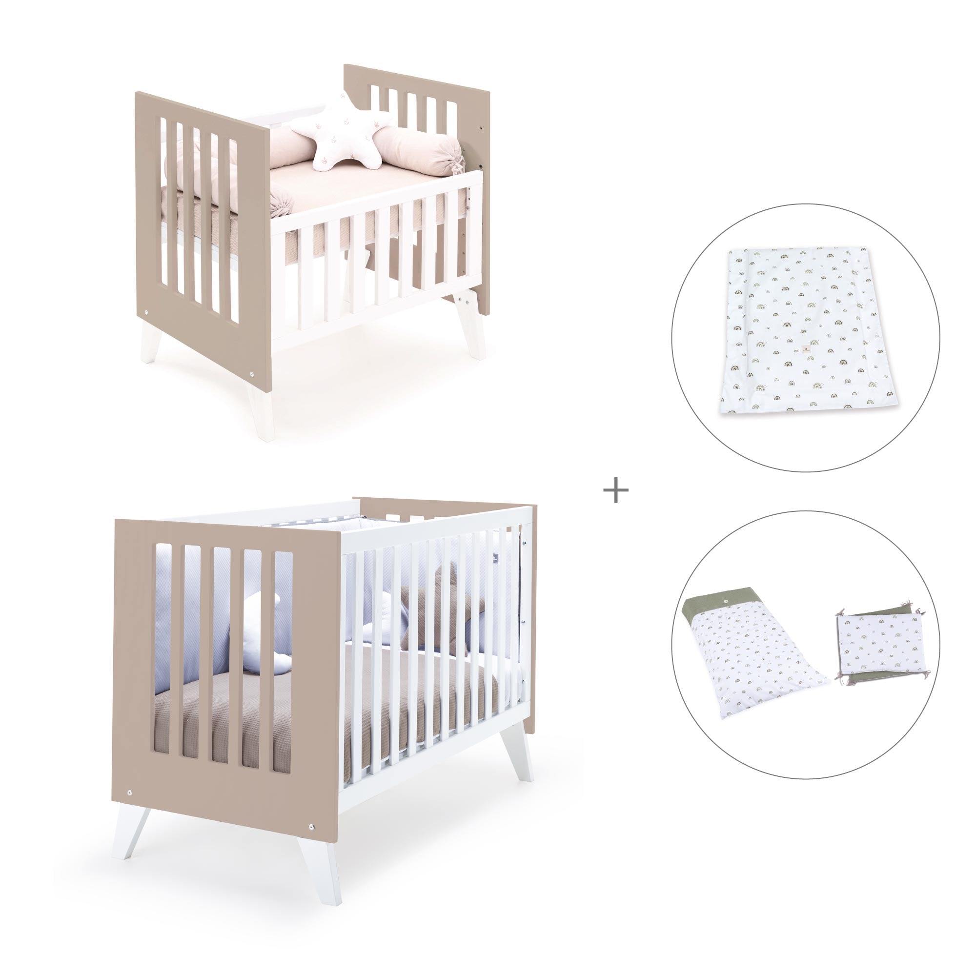 Minicuna y cuna todo en uno (7en1) blanca/beige · Nexo Tre Arena C187T-M7753