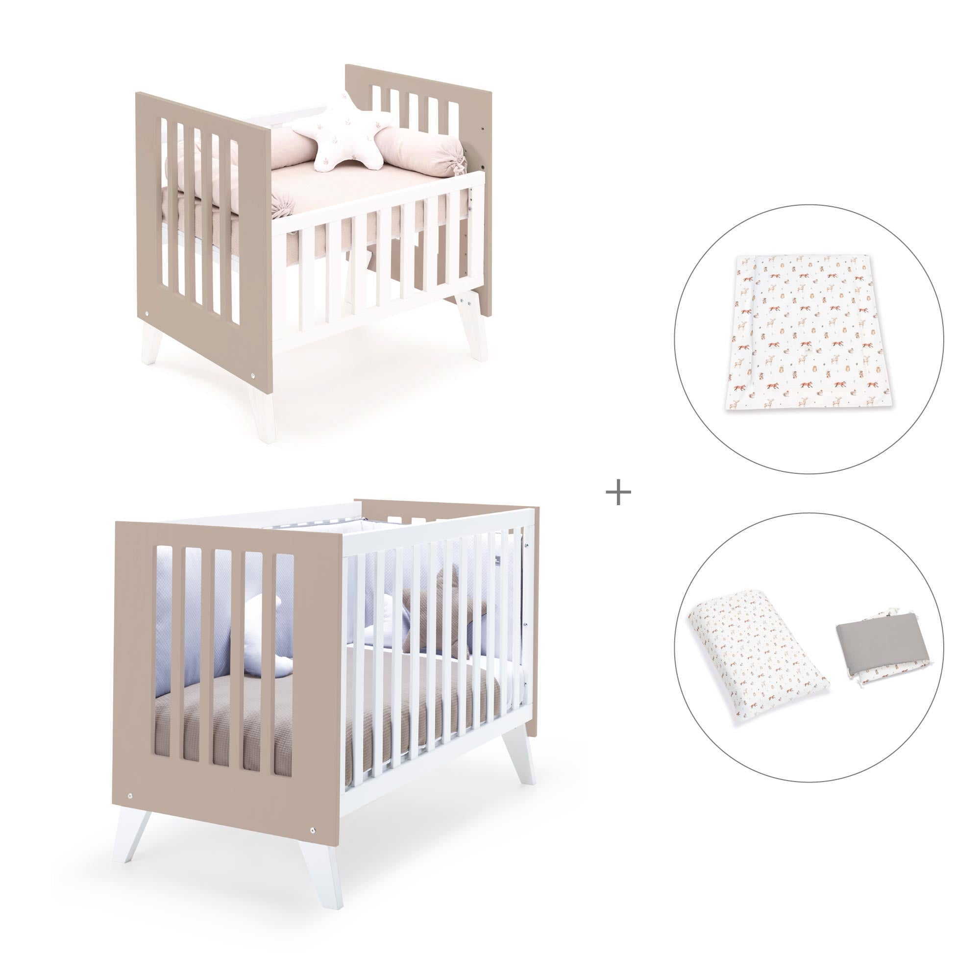 Minicuna y cuna todo en uno (7en1) blanca/beige · Nexo Tre Arena C187T-M7753
