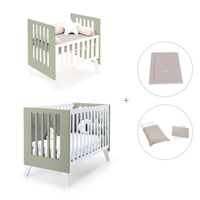 Minicuna y cuna todo en uno (7en1) blanca/verde-oliva · Nexo Tre Erba C187T-M7756