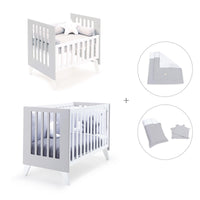 Minicuna y cuna todo en uno (7en1) blanca/gris · Nexo Tre Grey C187T-M7778