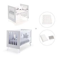 Minicuna y cuna todo en uno (7en1) blanca/gris · Nexo Tre Grey C187T-M7778