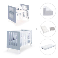 Minicuna y cuna todo en uno (7en1) blanca/azul · Nexo Tre Blu denim C187T-M7741