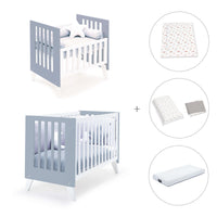 Minicuna y cuna todo en uno (7en1) blanca/azul · Nexo Tre Blu denim C187T-M7741