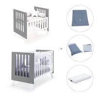 Minicuna y cuna todo en uno (7en1) blanca/antracita · Nexo Tre Antracita C187T-M7758