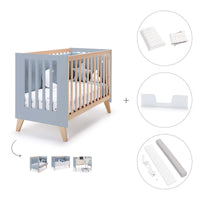 Cuna de colecho 60x120 cm (4en1) madera/celeste · Nexor Due Blue Denim