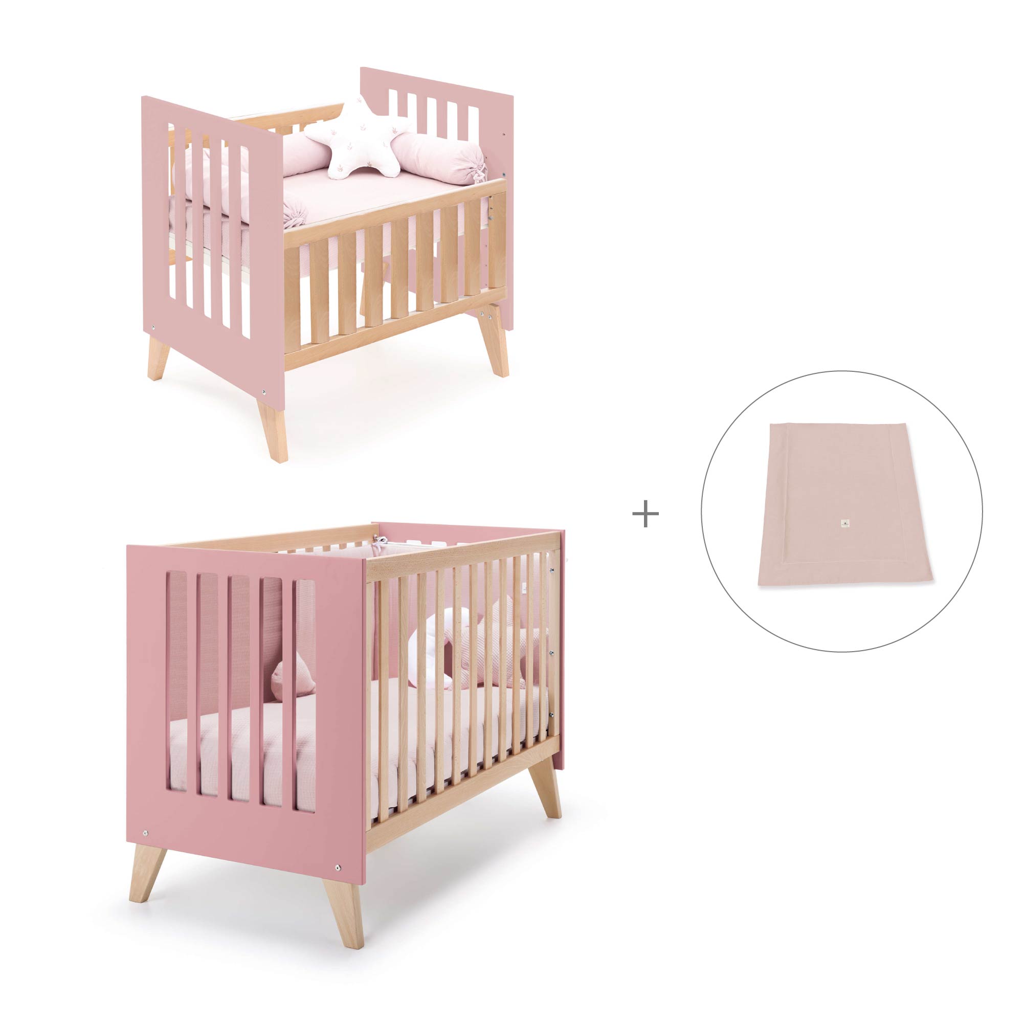 Minicuna convertible en cuna (7en1) madera/rosado · Nexor Tre Quarzo C187RT-M5995