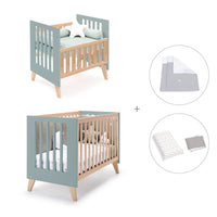 Minicuna convertible en cuna (7en1) madera/verde · Nexor Tre Eucalyptus C187RT-M5795