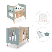 Minicuna convertible en cuna (7en1) madera/verde · Nexor Tre Eucalyptus C187RT-M5795