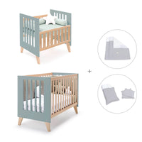 Minicuna convertible en cuna (7en1) madera/verde · Nexor Tre Eucalyptus C187RT-M5795