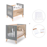 Minicuna convertible en cuna (7en1) madera/antracita · Nexor Tre Antracita C187RT-M5895